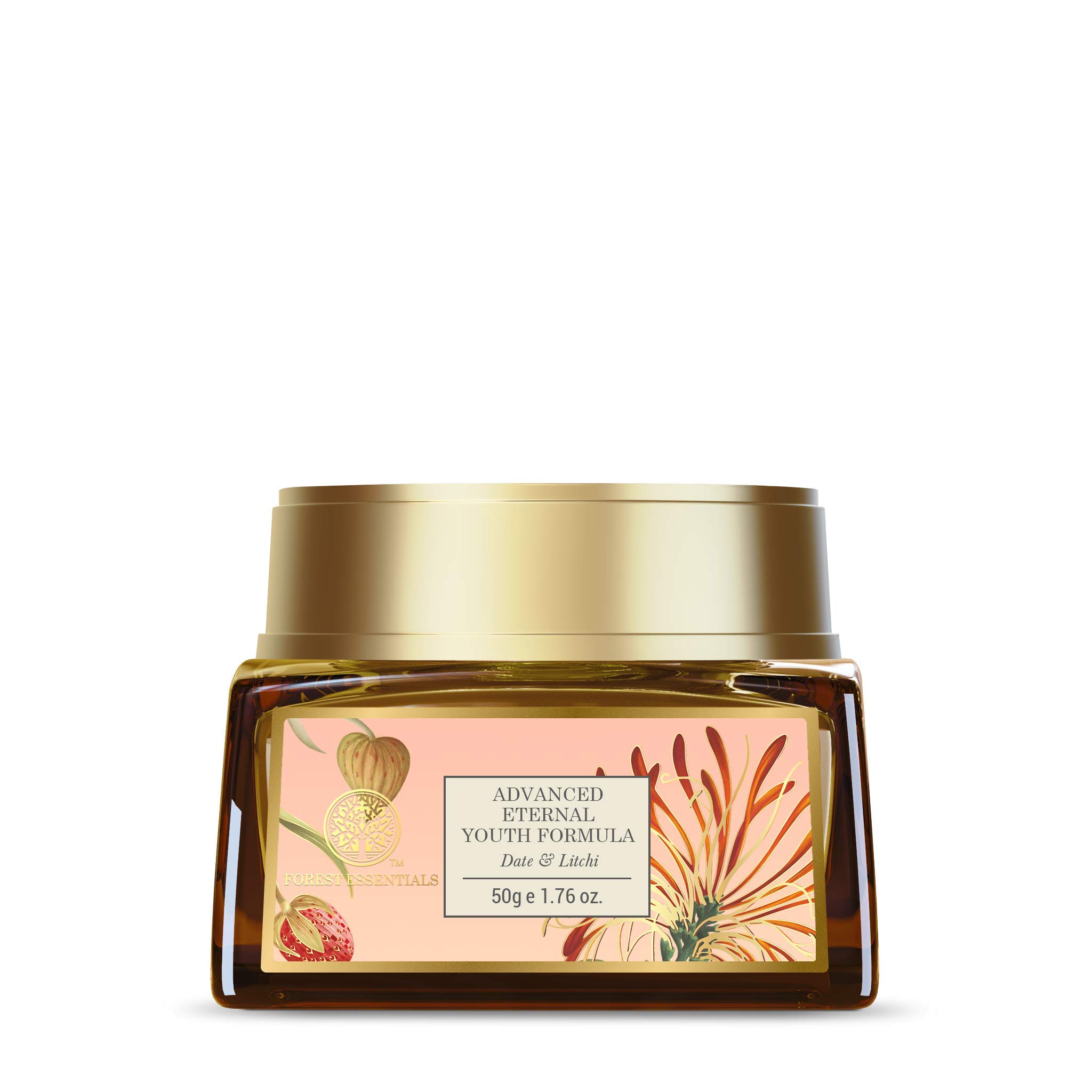 Forest Essentials almond scented Date & Litchi night cream jar