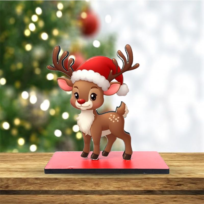 Deer 4mm MDF Tabletop showpiece, Christmas Gift, Christmas Decoration Item for Home – view 2