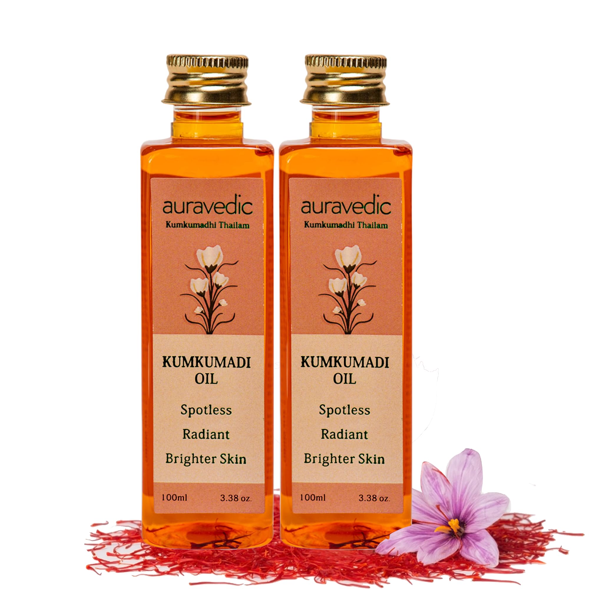 Two Auravedic Kumkumadi Tailam face oil 100 ml bottles