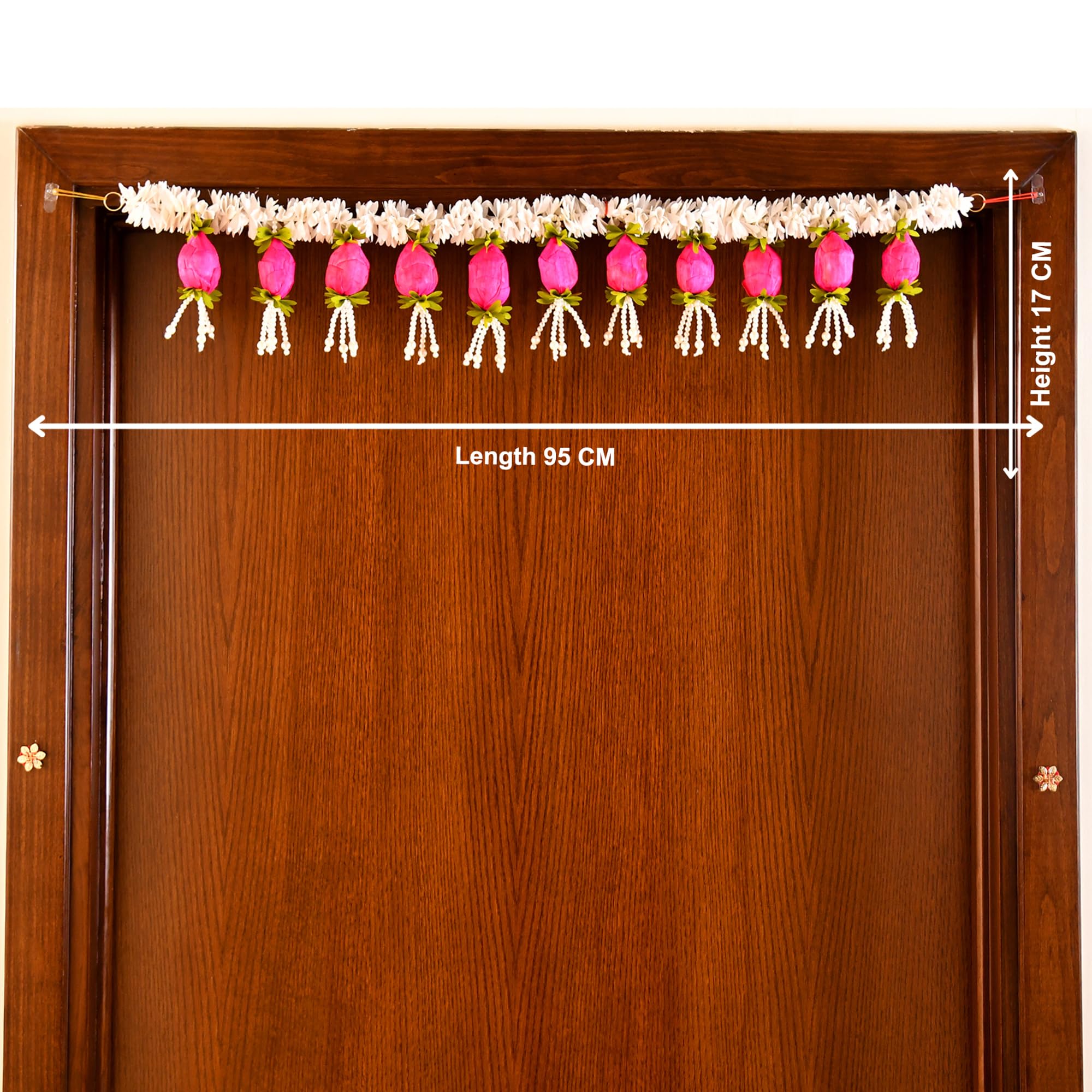 CraftVatika Toran for Main Door Entrance, Diwali Decor Items, Lotus Buds for Decoration Toranam for Diwali Decoration Items, Toran for Mandir Pooja, Artificial Flowers for Decor (37.4 Inch Length) – view 4
