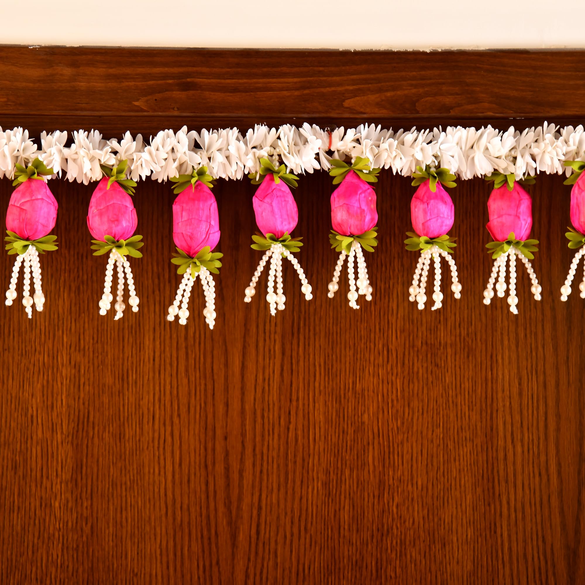 CraftVatika Toran for Main Door Entrance, Diwali Decor Items, Lotus Buds for Decoration Toranam for Diwali Decoration Items, Toran for Mandir Pooja, Artificial Flowers for Decor (37.4 Inch Length) – view 6