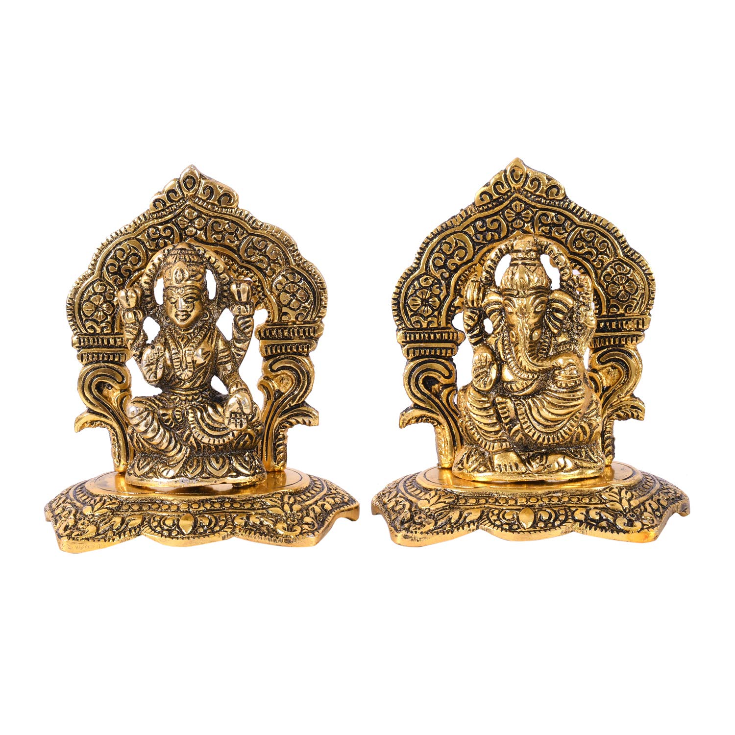 Collectible India Laxmi Ganesh Set Idol Showpiece Metal Gold Plated Lakshmi Ganesha Idols for Diwali Gifts Puja (Set 1) – view 6