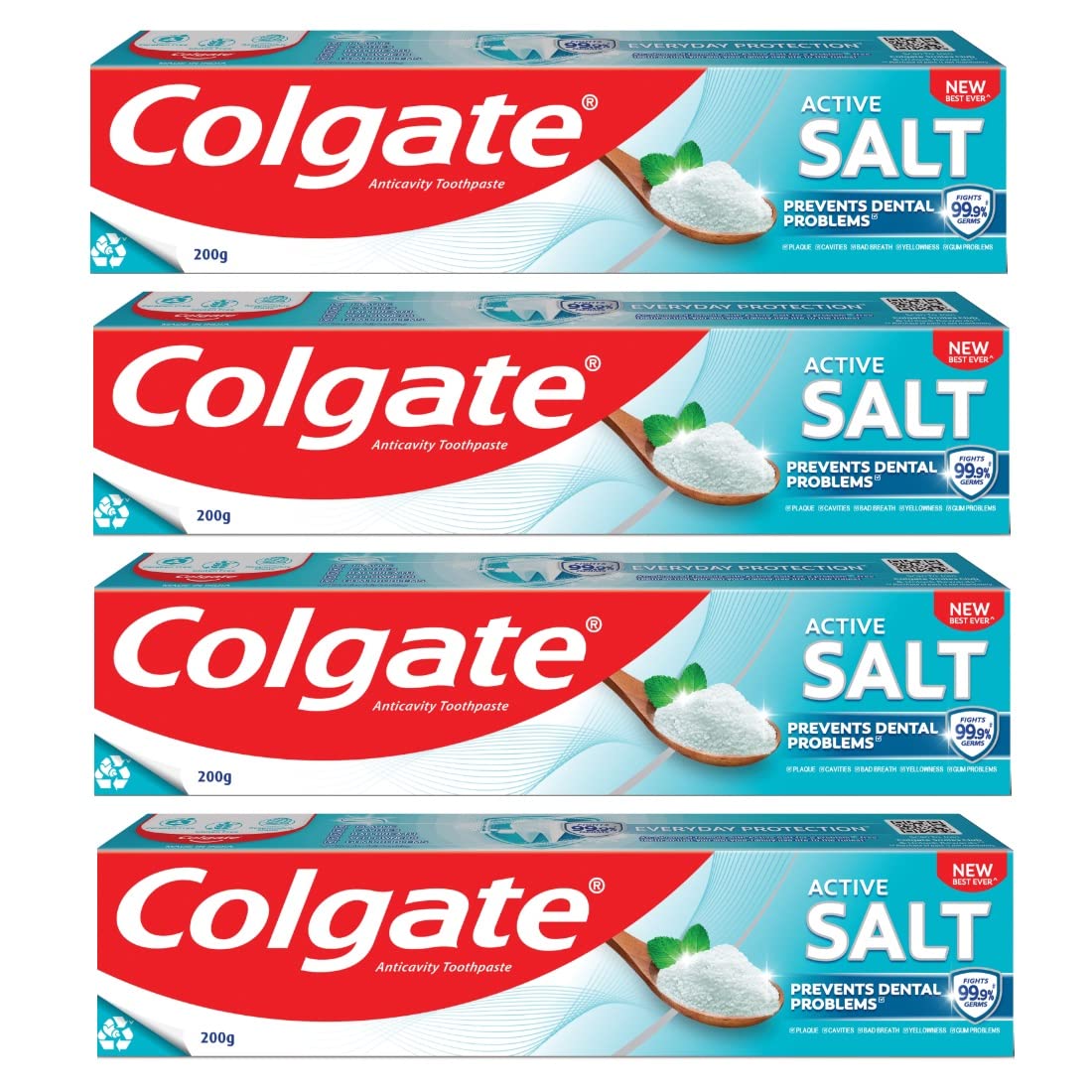 Colgate Active Salt germ fighting toothpaste pack of four tubes