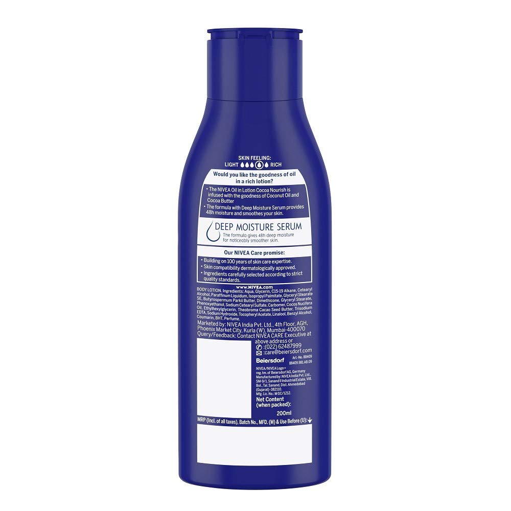 Nivea Cocoa Nourish Oil In Lotion, Pack of 3 (200ml, Dry Skin) – view 5