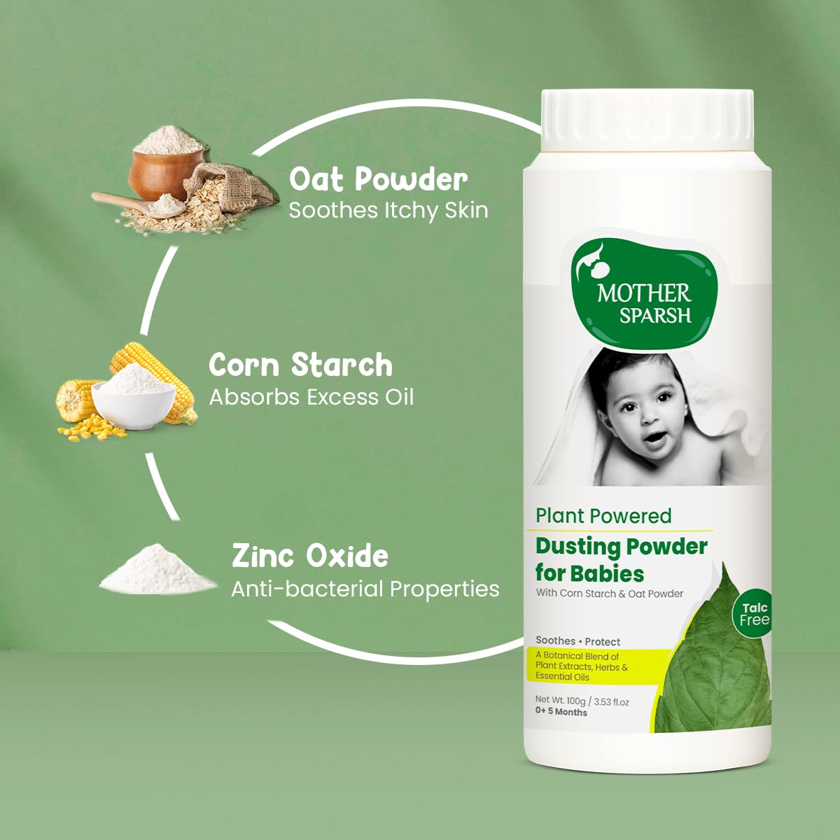 Mother Sparsh Plant Powered Talc Free Dusting Powder For Babies - 100g X 2 – view 5