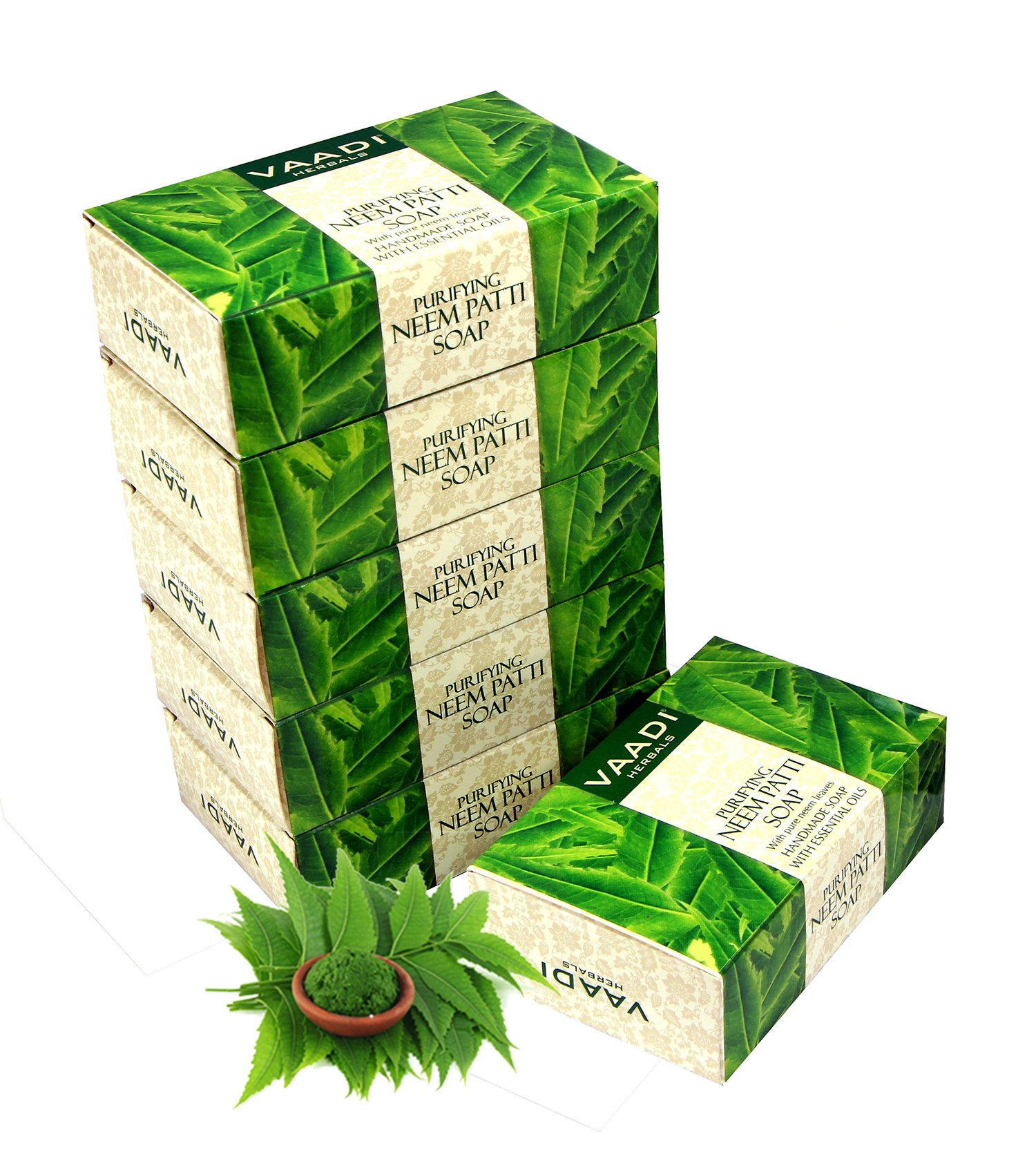 Vaadi Herbals Neem Patti Soap, Pure Neem Leaves, 75gms x 6 – view 2