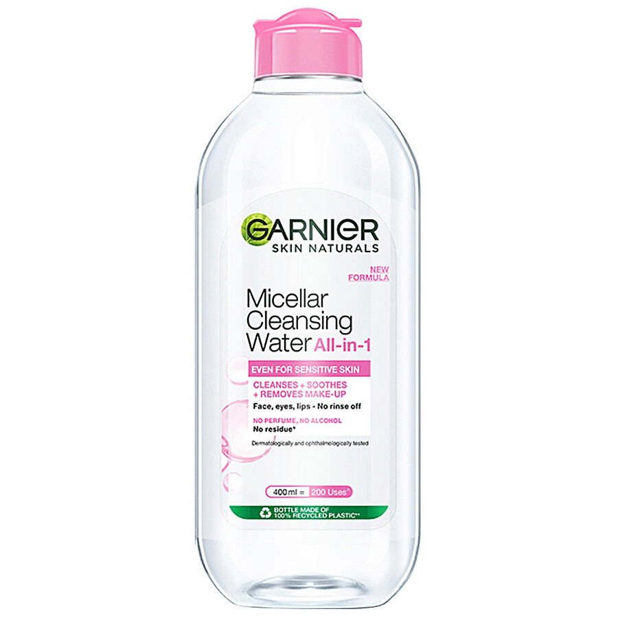 Garnier Micellar Water - Gentle Cleanser For Sensitive Skin, Get 100% Clean Skin 400 ml