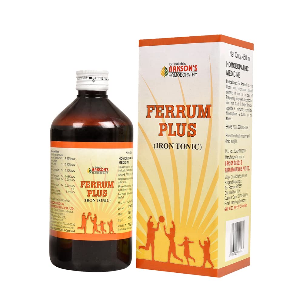 Bakson Ferrum Plus Syrup 450 ml bottle front view