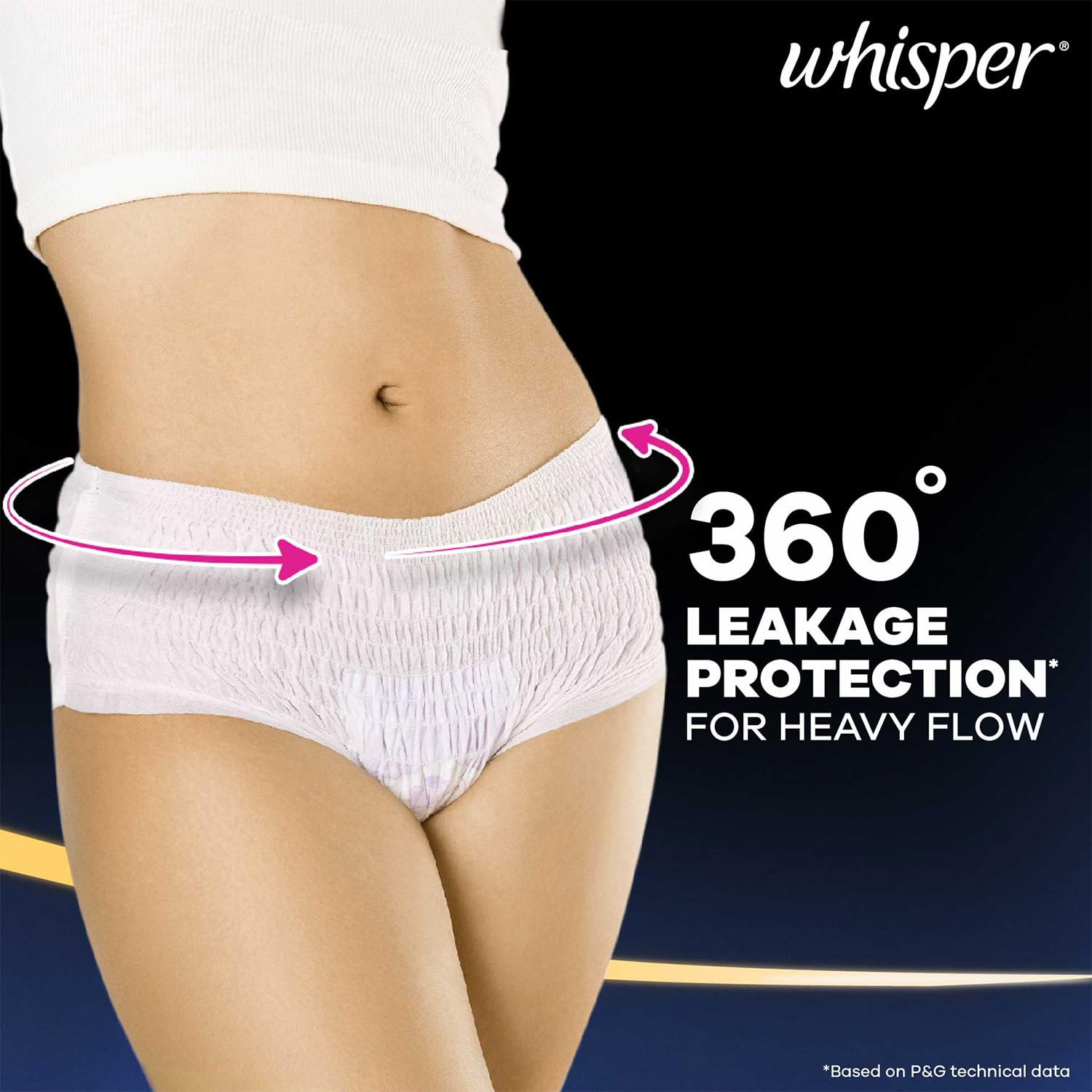 Whisper Super Absorbent Period Panty, 6 M-L Pants, 360 Degree Leakage Protection for Heavy Flow, Panty like Fit for Full back Coverage, Absorbs Heavy Gushes, Silky Soft, Comfortable Feel – view 3