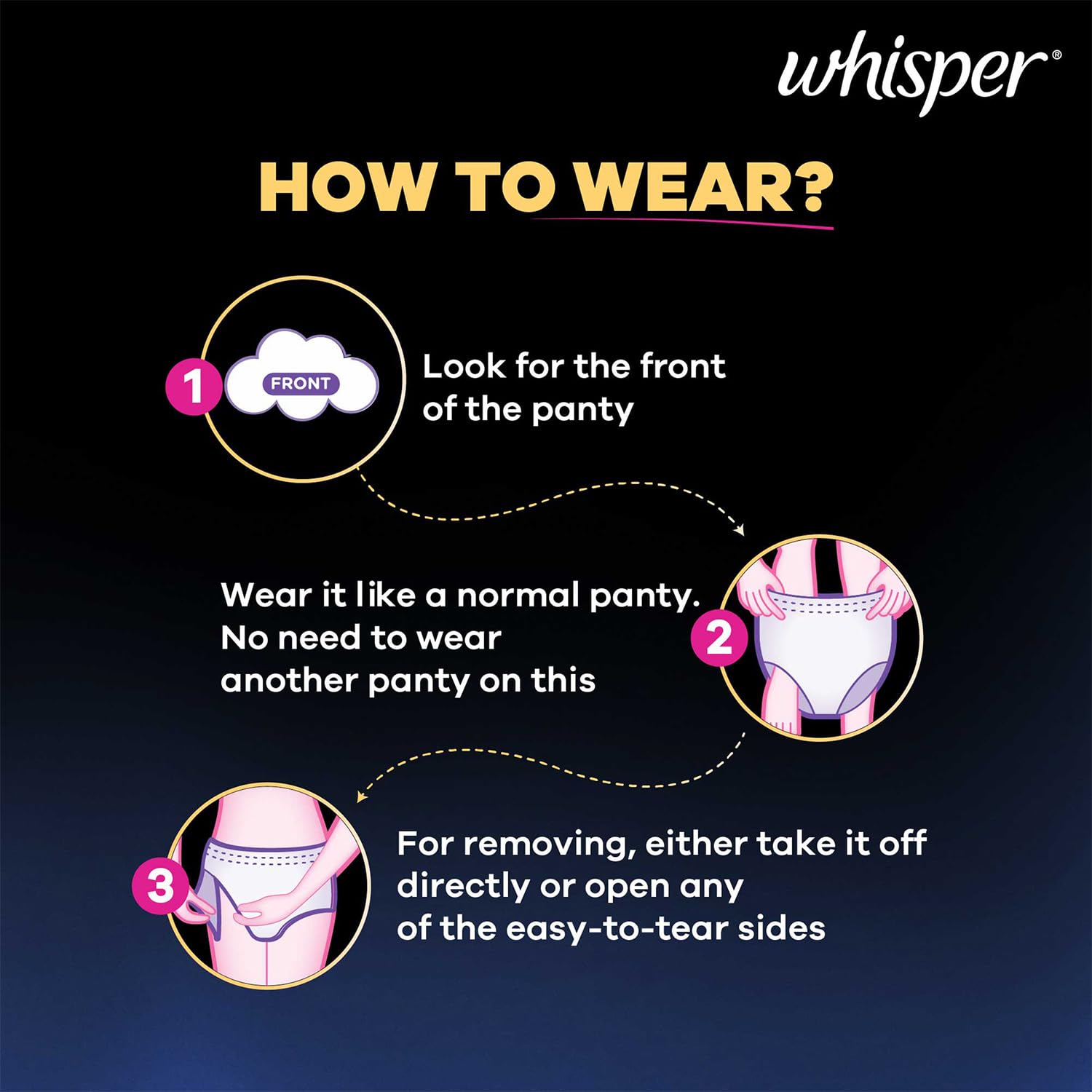 Whisper Super Absorbent Period Panty, 6 M-L Pants, 360 Degree Leakage Protection for Heavy Flow, Panty like Fit for Full back Coverage, Absorbs Heavy Gushes, Silky Soft, Comfortable Feel – view 7