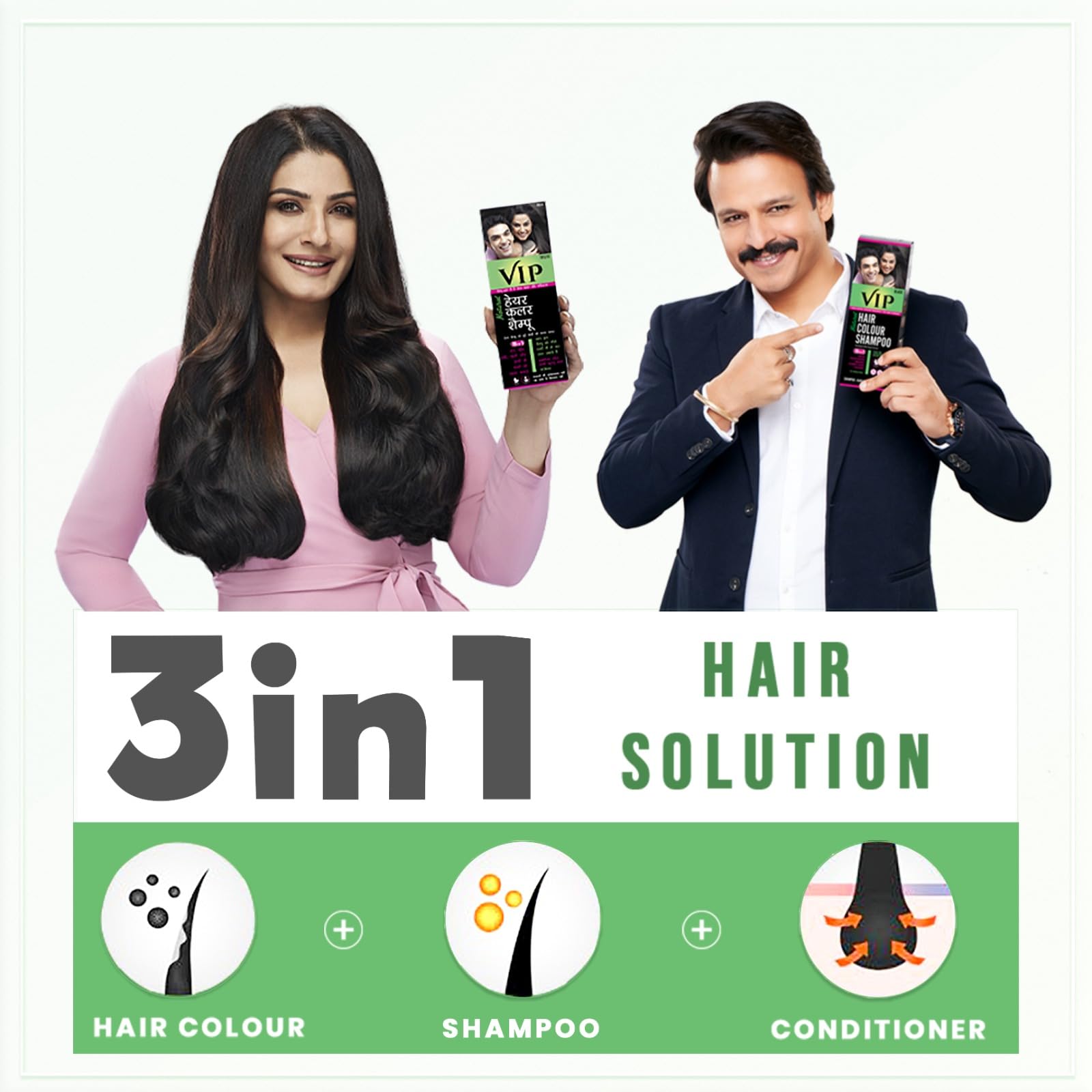 VIP HAIR COLOUR SHAMPOO Permanent Hair Color for Men and Women, Black - 180ml (Pack of 2) – view 4