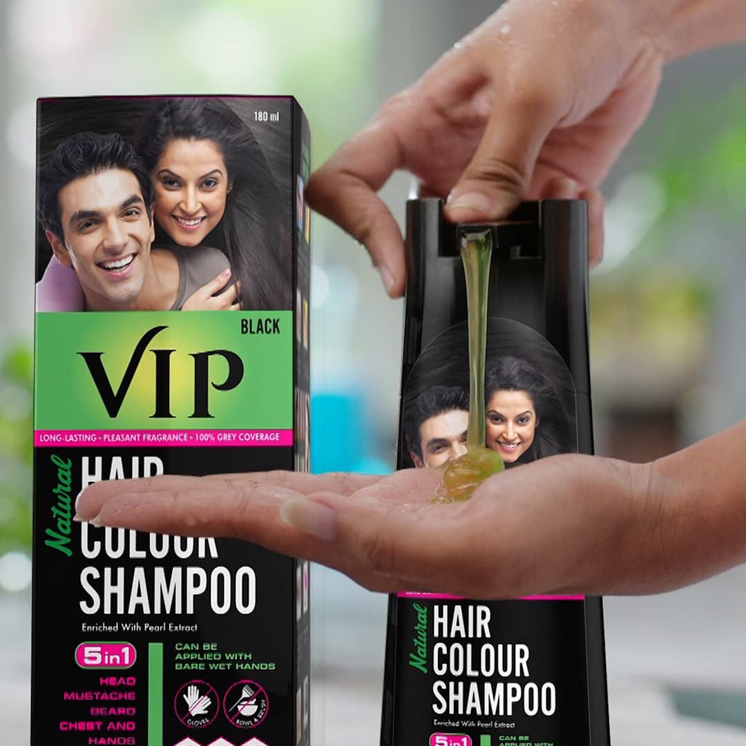 VIP HAIR COLOUR SHAMPOO Permanent Hair Color for Men and Women, Black - 180ml (Pack of 2) – view 6