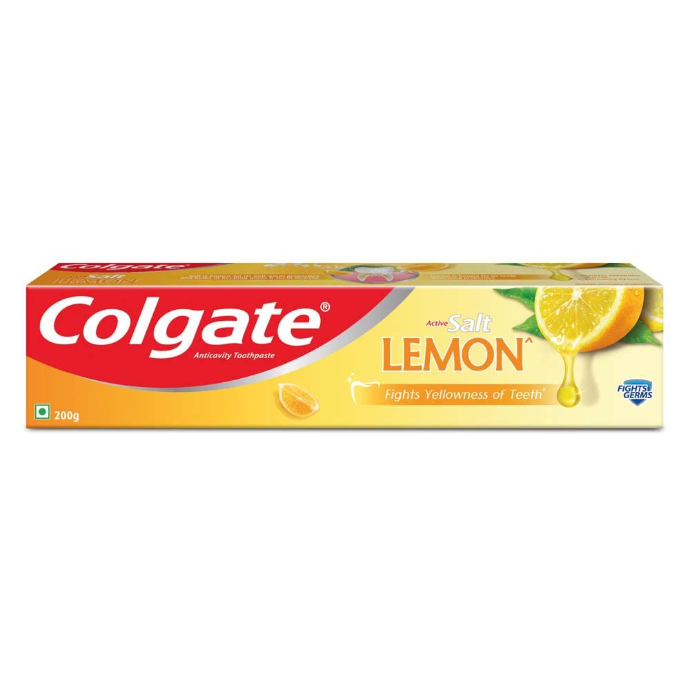 Colgate lemon salt toothpaste tube for whitening and fresh breath