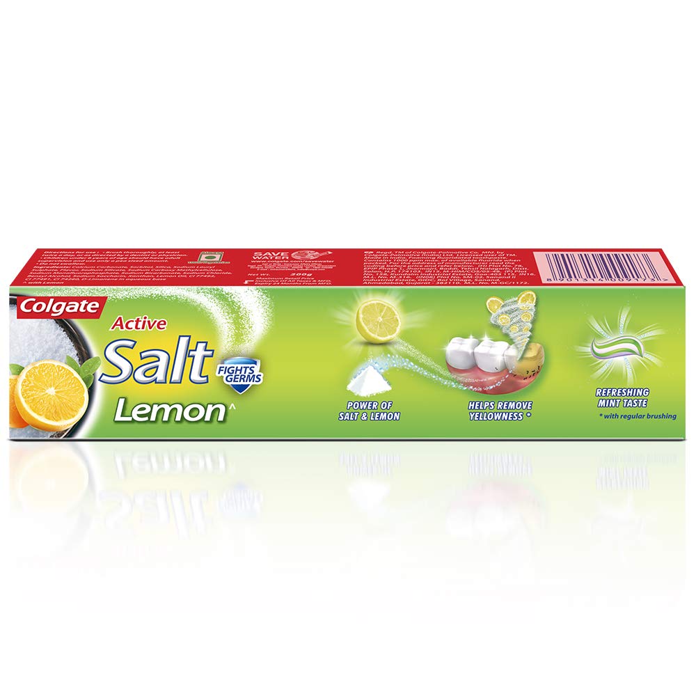 Colgate Active Salt Lemon Toothpaste, Pack of 200g Germ-Fighting Toothpaste With Active Natural Salt & Lemon For Fighting Sticky Germs & Yellowness Giving Healthy Teeth & Gums,Oral care – view 8