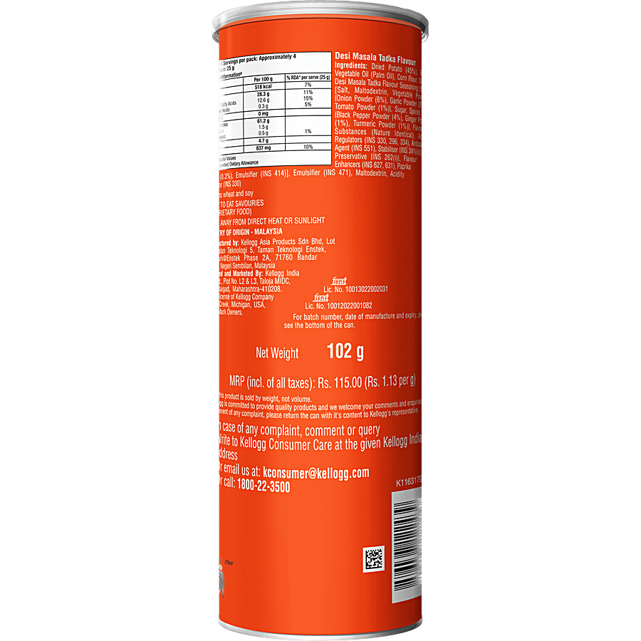 Pringles Potato Chips - Desi Masala Tadka Flavour, Crunchy & Crispy 102 g – view 2