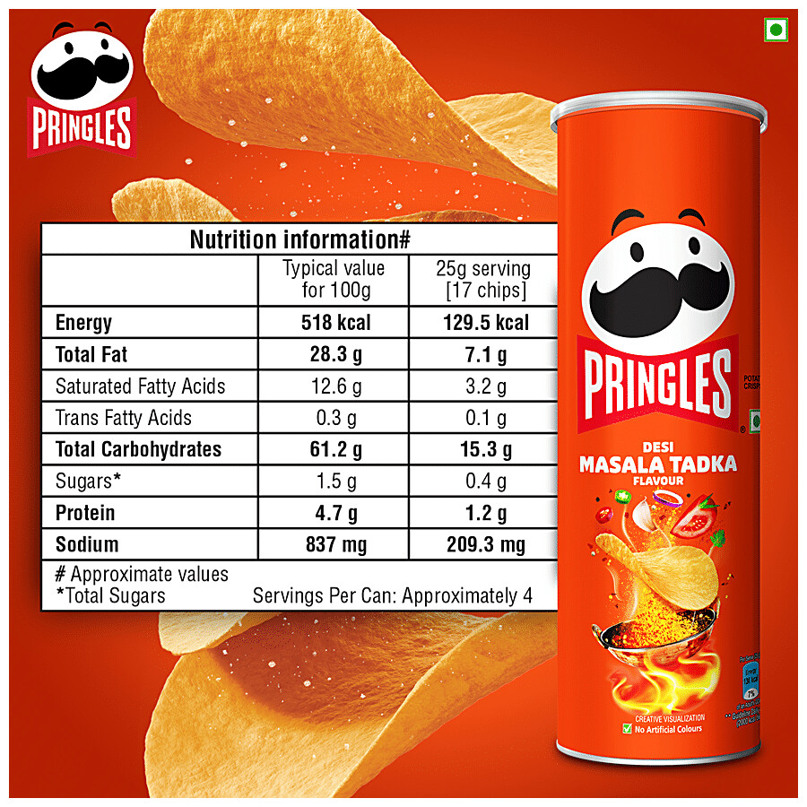 Pringles Potato Chips - Desi Masala Tadka Flavour, Crunchy & Crispy 102 g – view 7