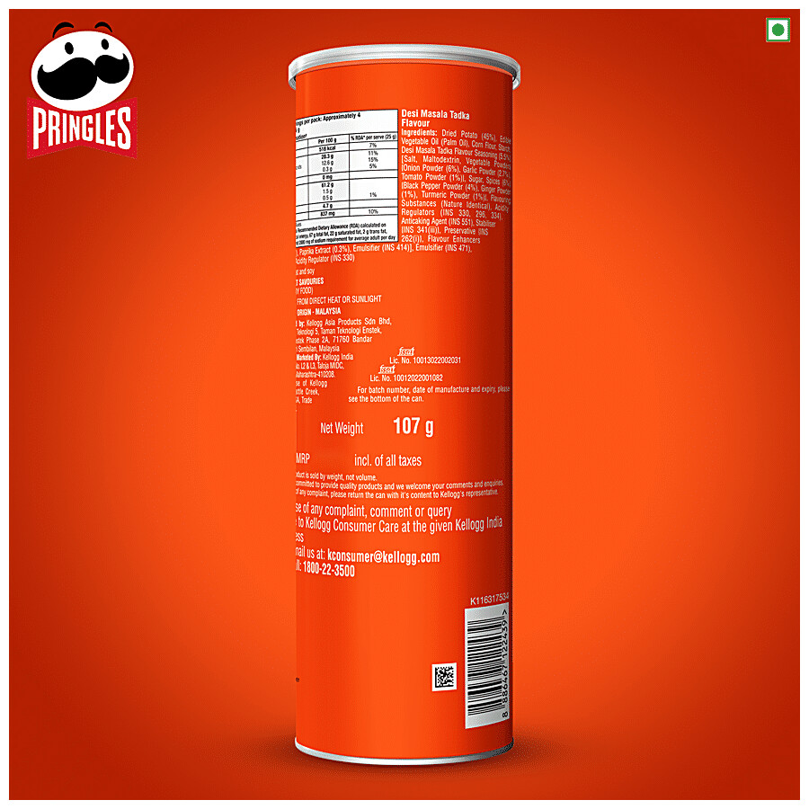 Pringles Potato Chips - Desi Masala Tadka Flavour, Crunchy & Crispy 102 g – view 8