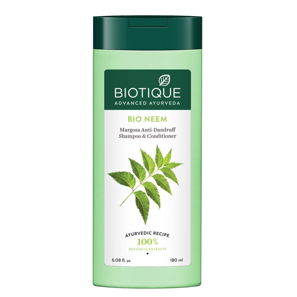 Biotique neem shampoo and conditioner 180 ml front bottle view
