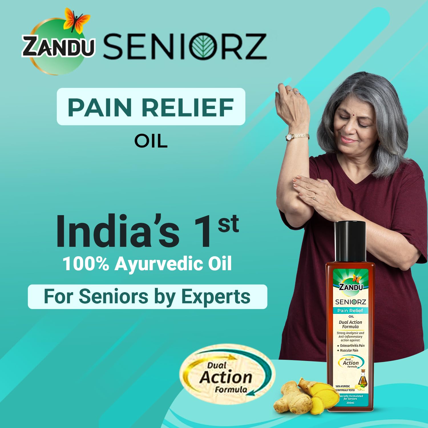 Zandu Seniorz Pain Relief Oil, 200ml, Helps Reduce Joint & Muscular Pain, Long lasting relief from Knee, Neck, Back, Shoulder, Wrist Pain, 100% Ayurvedic & Natural – view 3