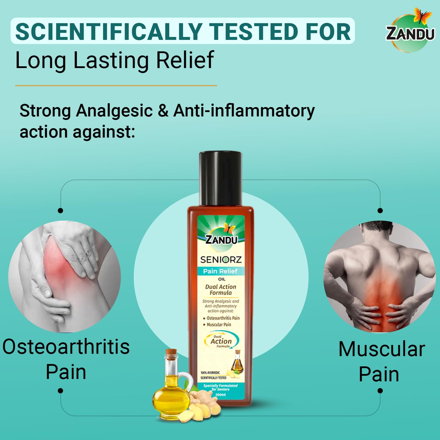 Zandu Seniorz Pain Relief Oil, 200ml, Helps Reduce Joint & Muscular Pain, Long lasting relief from Knee, Neck, Back, Shoulder, Wrist Pain, 100% Ayurvedic & Natural – view 4