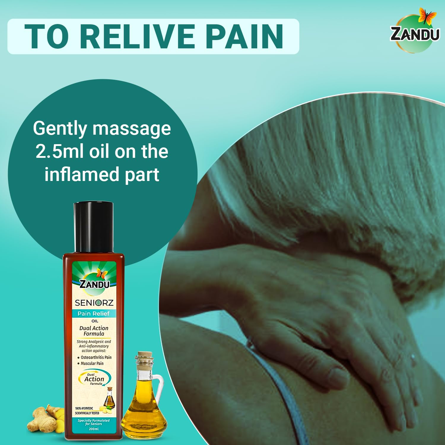 Zandu Seniorz Pain Relief Oil, 200ml, Helps Reduce Joint & Muscular Pain, Long lasting relief from Knee, Neck, Back, Shoulder, Wrist Pain, 100% Ayurvedic & Natural – view 7