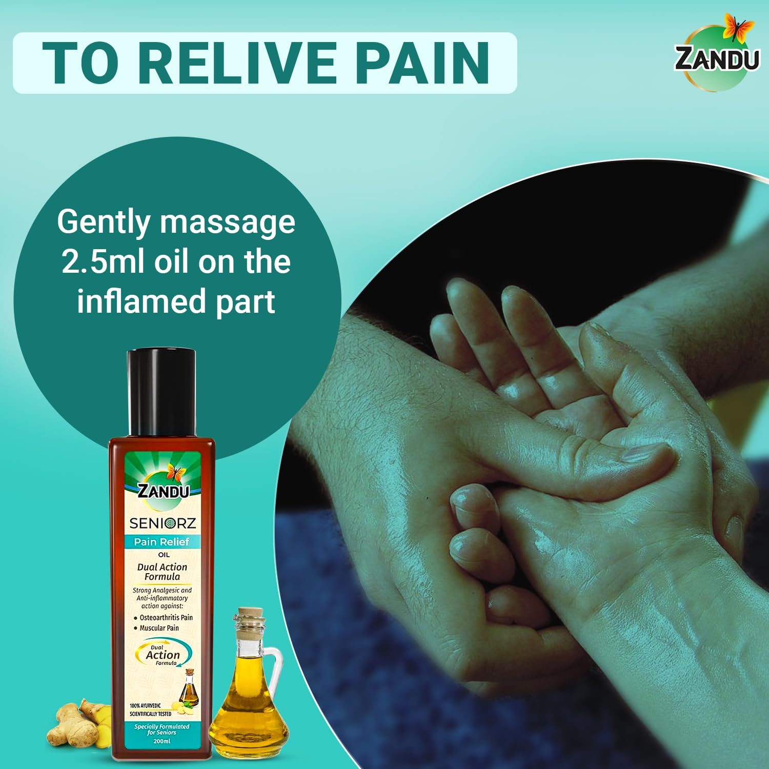 Zandu Seniorz Pain Relief Oil, 200ml, Helps Reduce Joint & Muscular Pain, Long lasting relief from Knee, Neck, Back, Shoulder, Wrist Pain, 100% Ayurvedic & Natural – view 8