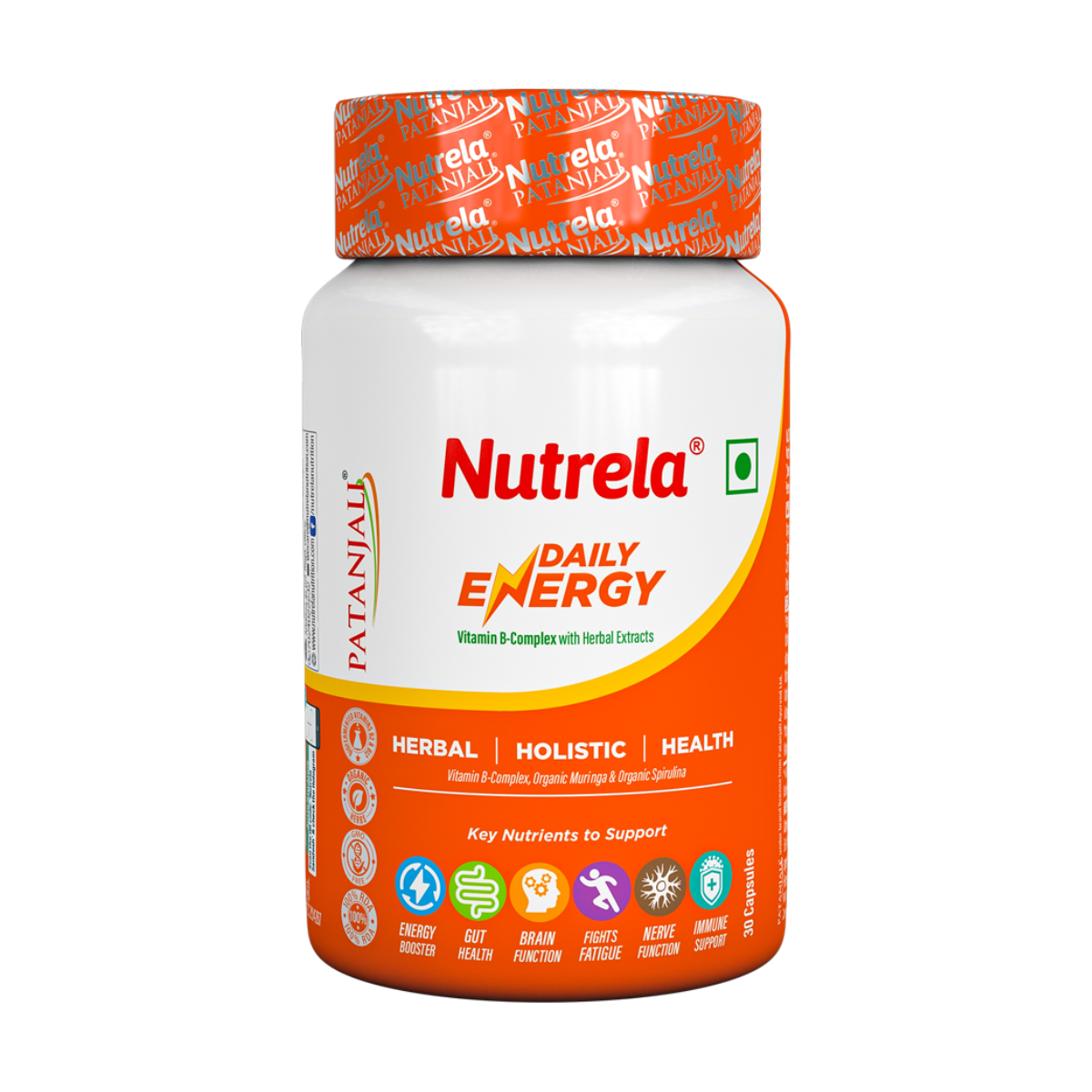 Patanjali Nutrela Daily Energy Capsules pack with herbal extracts and B-complex