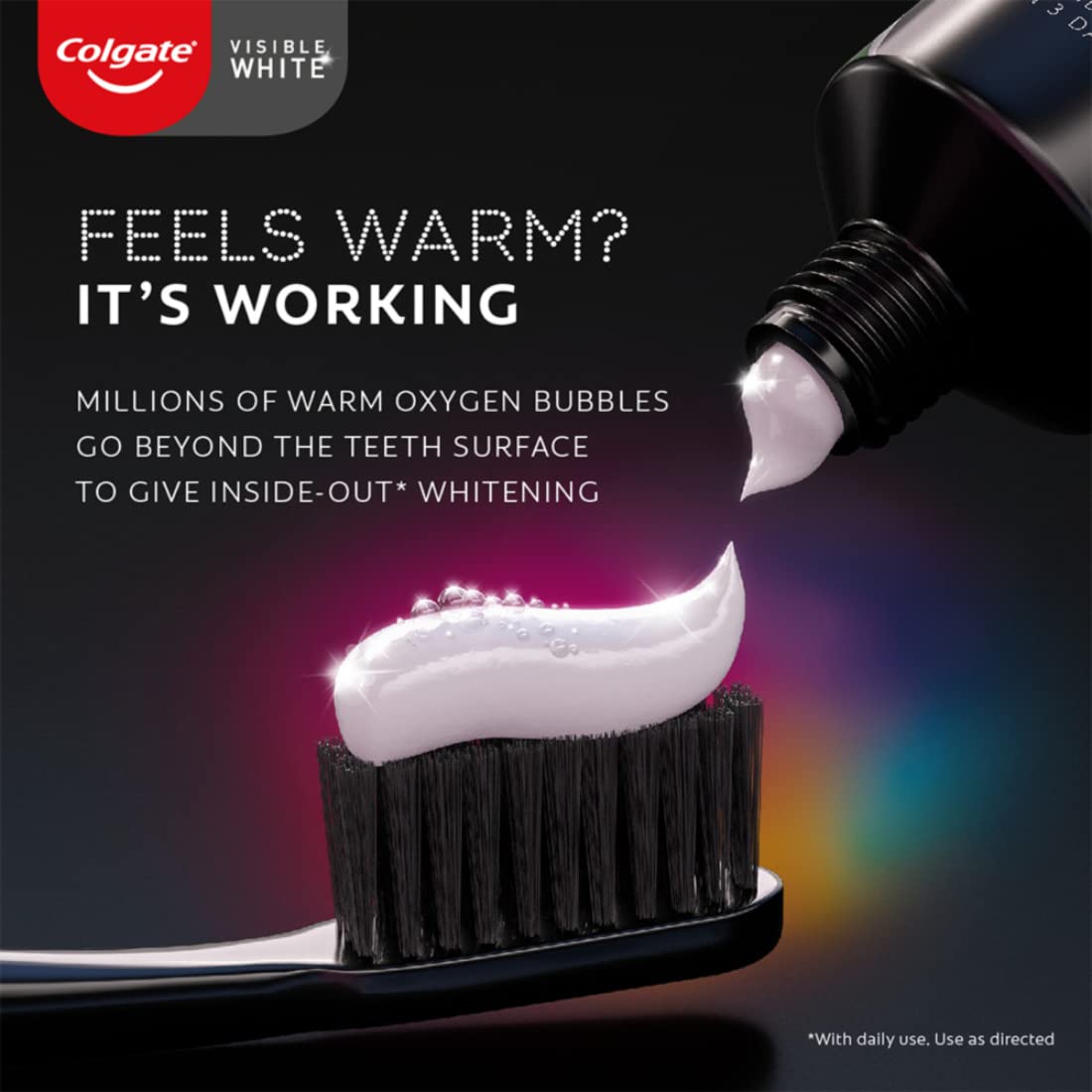 Colgate Visible White O2, Teeth Whitening Toothpaste, Aromatic Mint, 50g, Active Oxygen Technology & Palmolive Brightening Foam Facewash with 100% natural extract - Suits All Skin Types (100ml) – view 6