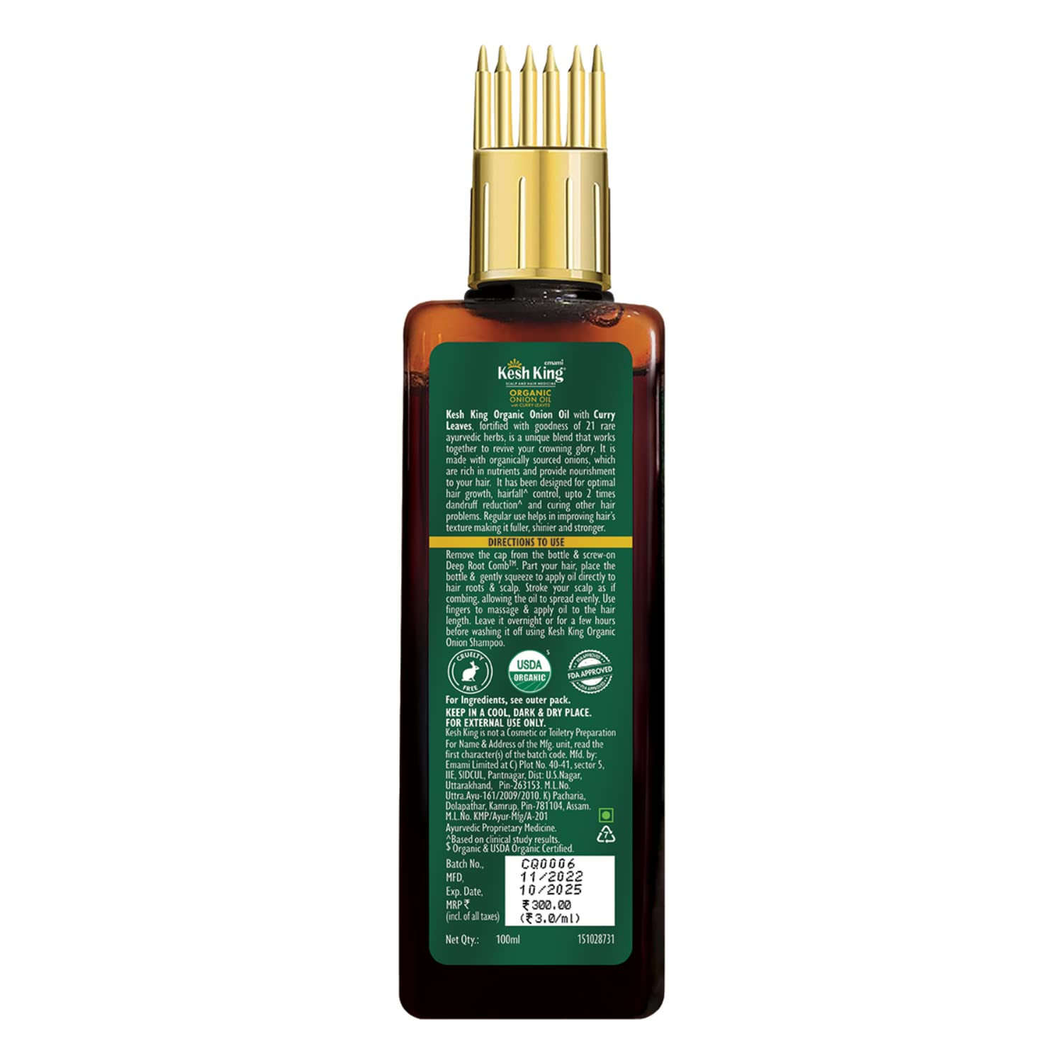Kesh King Organic Onion Oil With Curry Leaves Reduces Hair Fall Upto 98% and Boosts Hair Growth – view 8