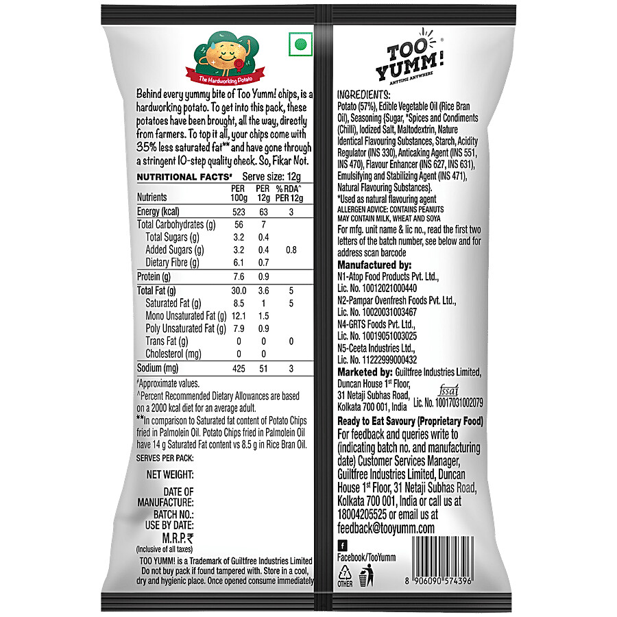 Too Yumm! Bhoot Potato Chips - Bhut Jolokia Chillies Flavour, Created With Naagin Hot Sauce 90 g – view 2