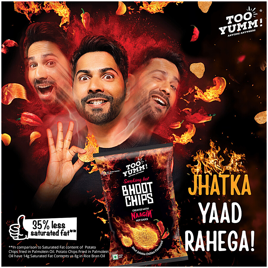 Too Yumm! Bhoot Potato Chips - Bhut Jolokia Chillies Flavour, Created With Naagin Hot Sauce 90 g – view 6