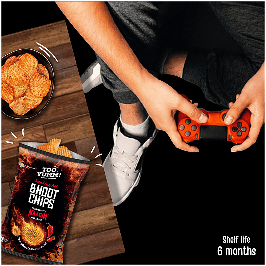 Too Yumm! Bhoot Potato Chips - Bhut Jolokia Chillies Flavour, Created With Naagin Hot Sauce 90 g – view 8
