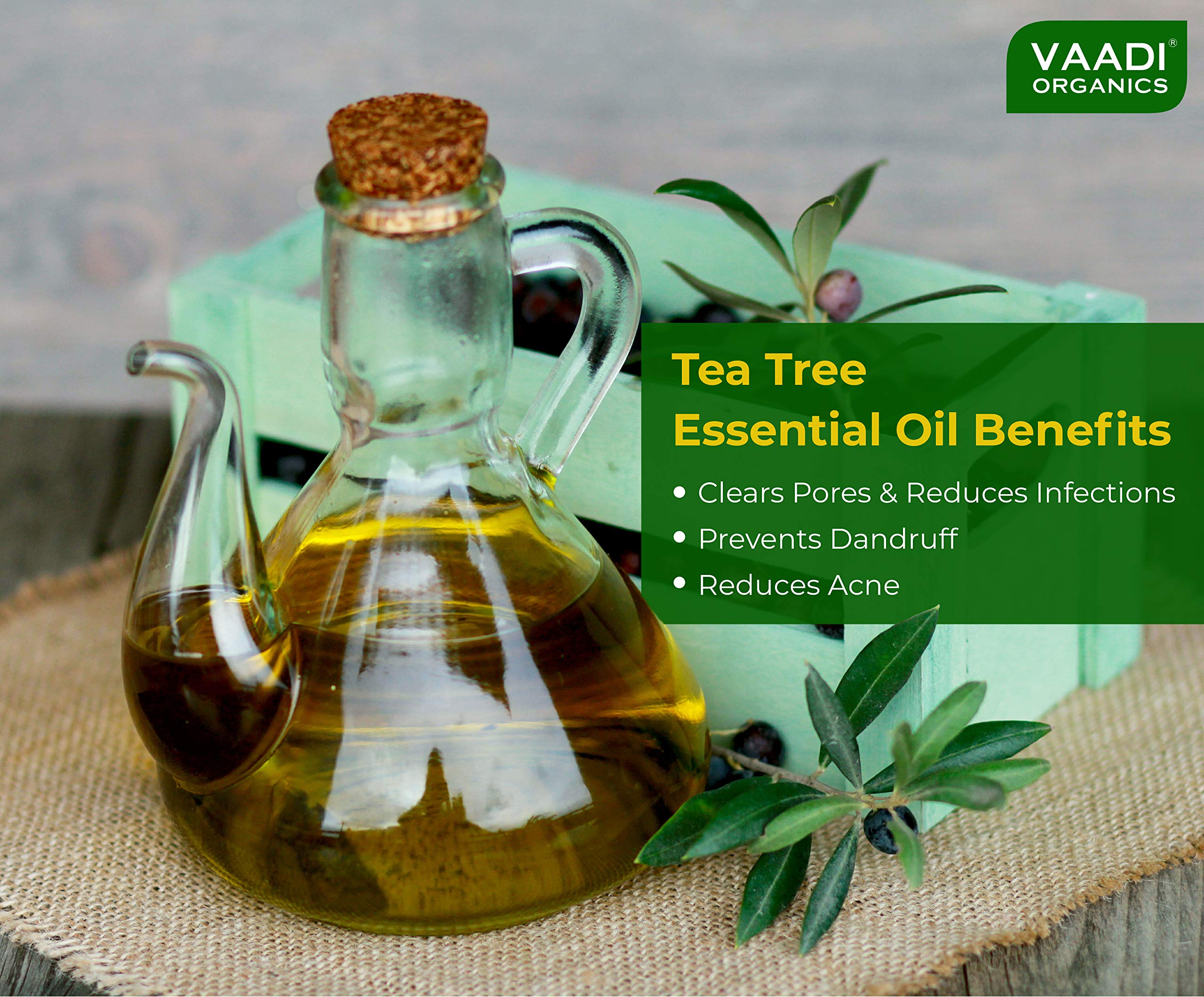 VAADI HERBALS Tea Tree Essential Oil - Reduces Acne, Prevents Dandruff & Hairfall, 10 ml – view 3