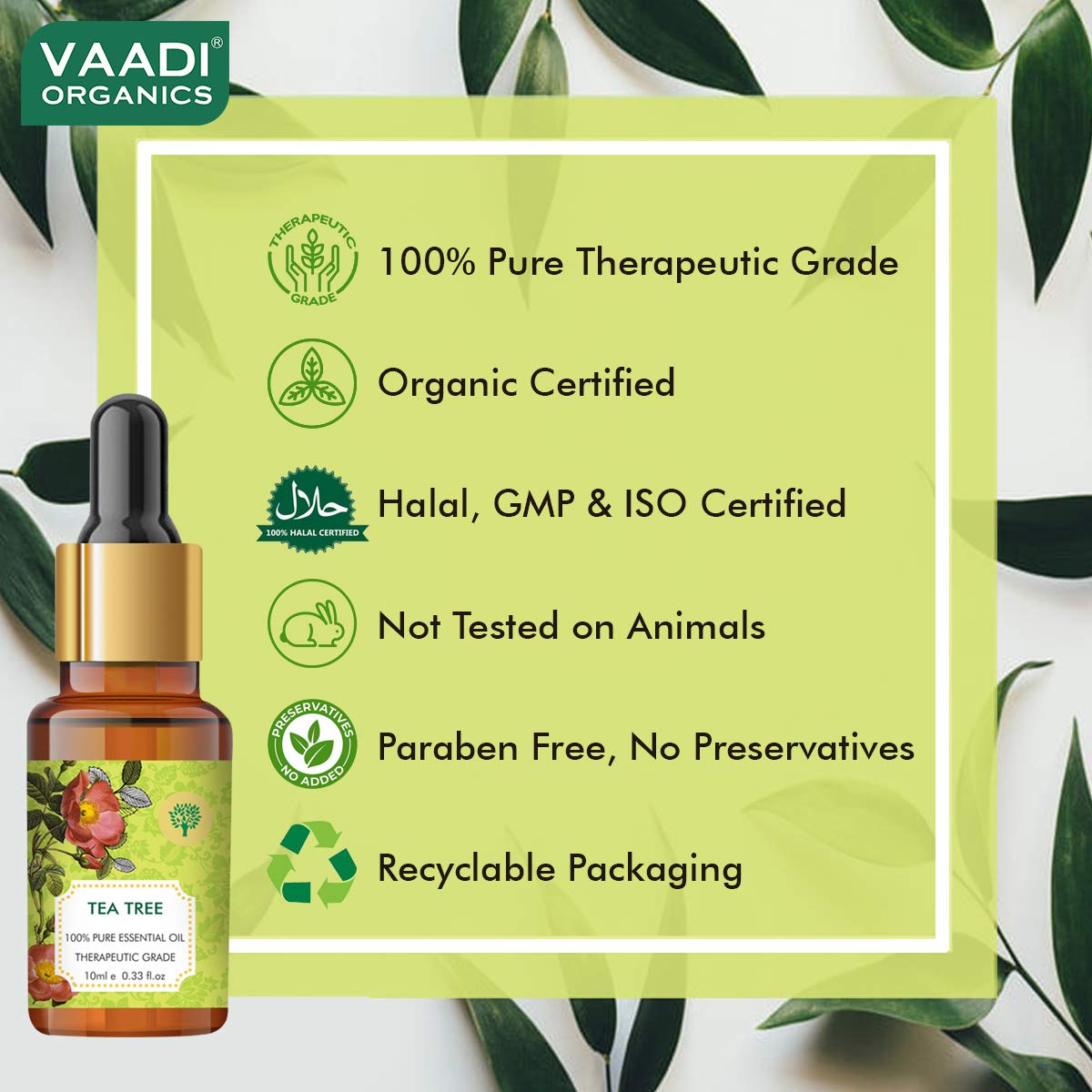 VAADI HERBALS Tea Tree Essential Oil - Reduces Acne, Prevents Dandruff & Hairfall, 10 ml – view 5