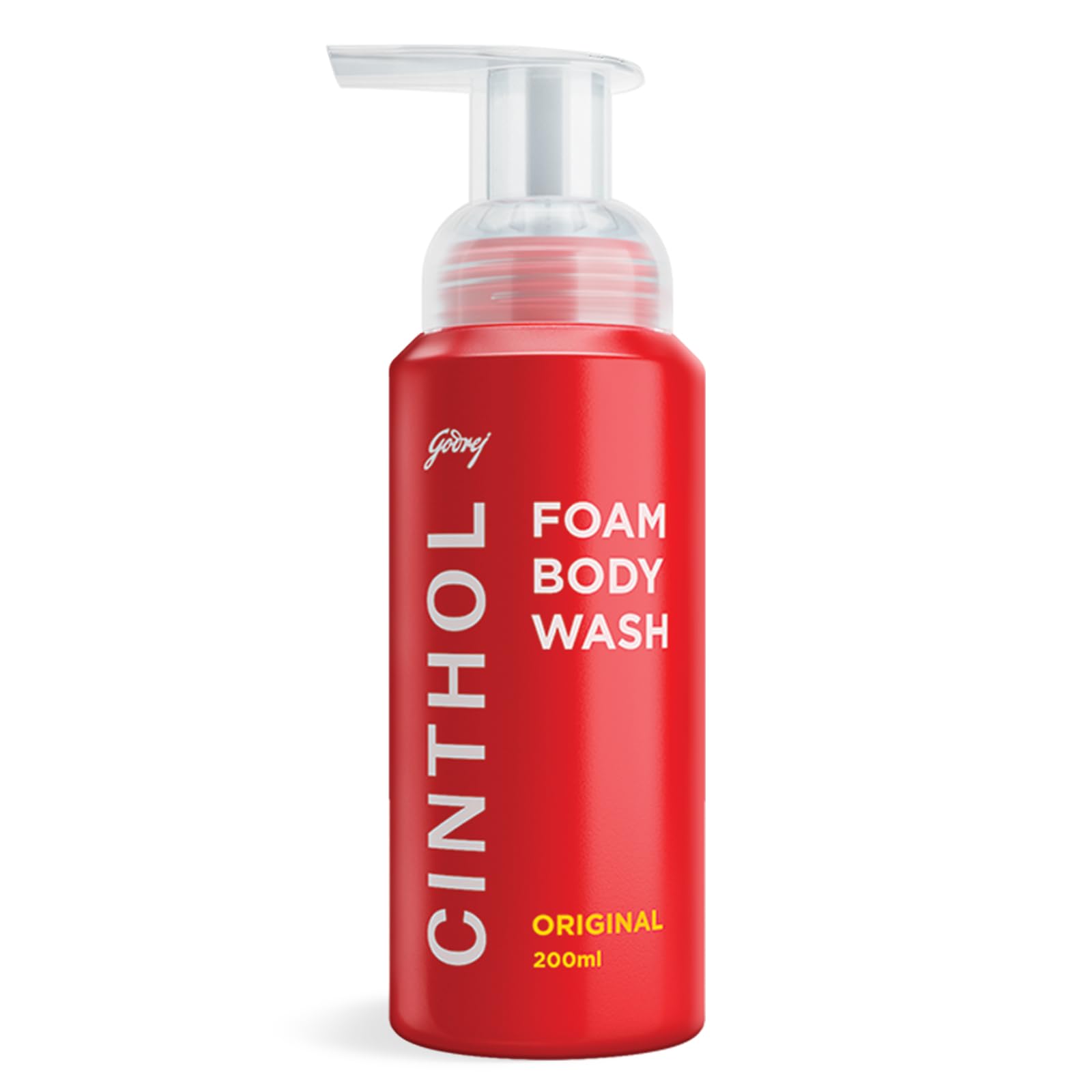 Cinthol Original Foam Body Wash 200ml red bottle front view