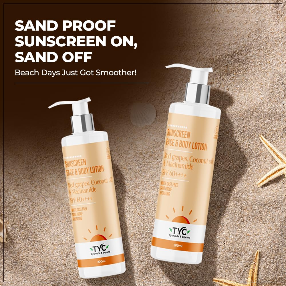 TYC - TRUST YOUR CHOICE Sunscreen Spf 60++++ Face And Body Lotion, With Coconut Oil And Niacinamide, No White Cast And Sand Proof, Hydrating Ayurvedic And Natural, For All Skin Types (200 Ml) – view 2