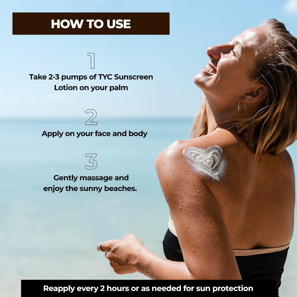 TYC - TRUST YOUR CHOICE Sunscreen Spf 60++++ Face And Body Lotion, With Coconut Oil And Niacinamide, No White Cast And Sand Proof, Hydrating Ayurvedic And Natural, For All Skin Types (200 Ml) – view 6