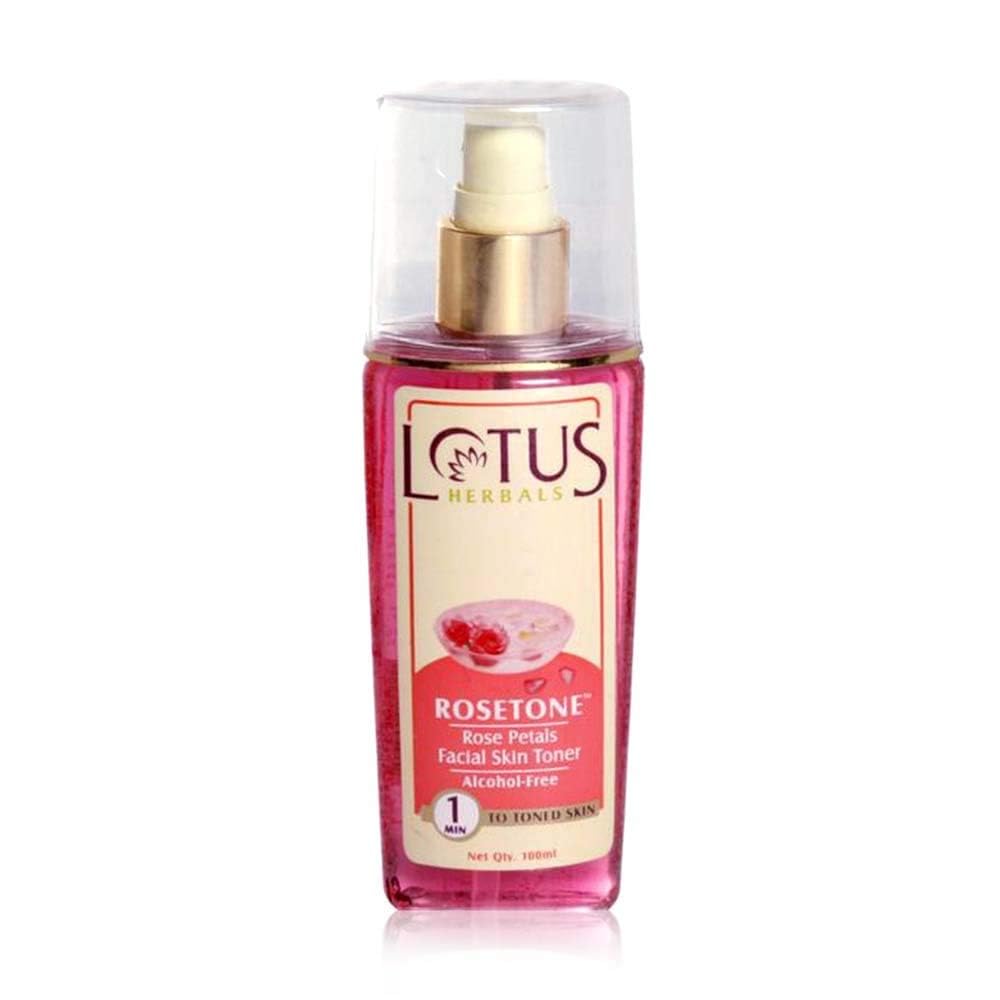 Lotus Herbals rose petals facial toner liquid bottle 100 ml