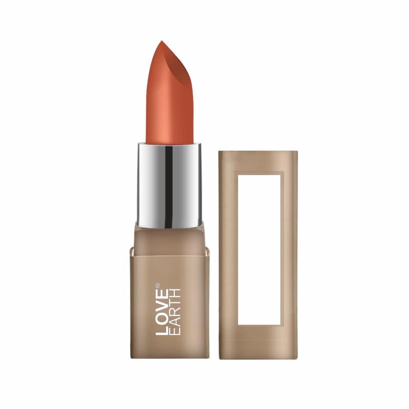 Love Earth satin matte Marshmallow lipstick for warm peach brown lips