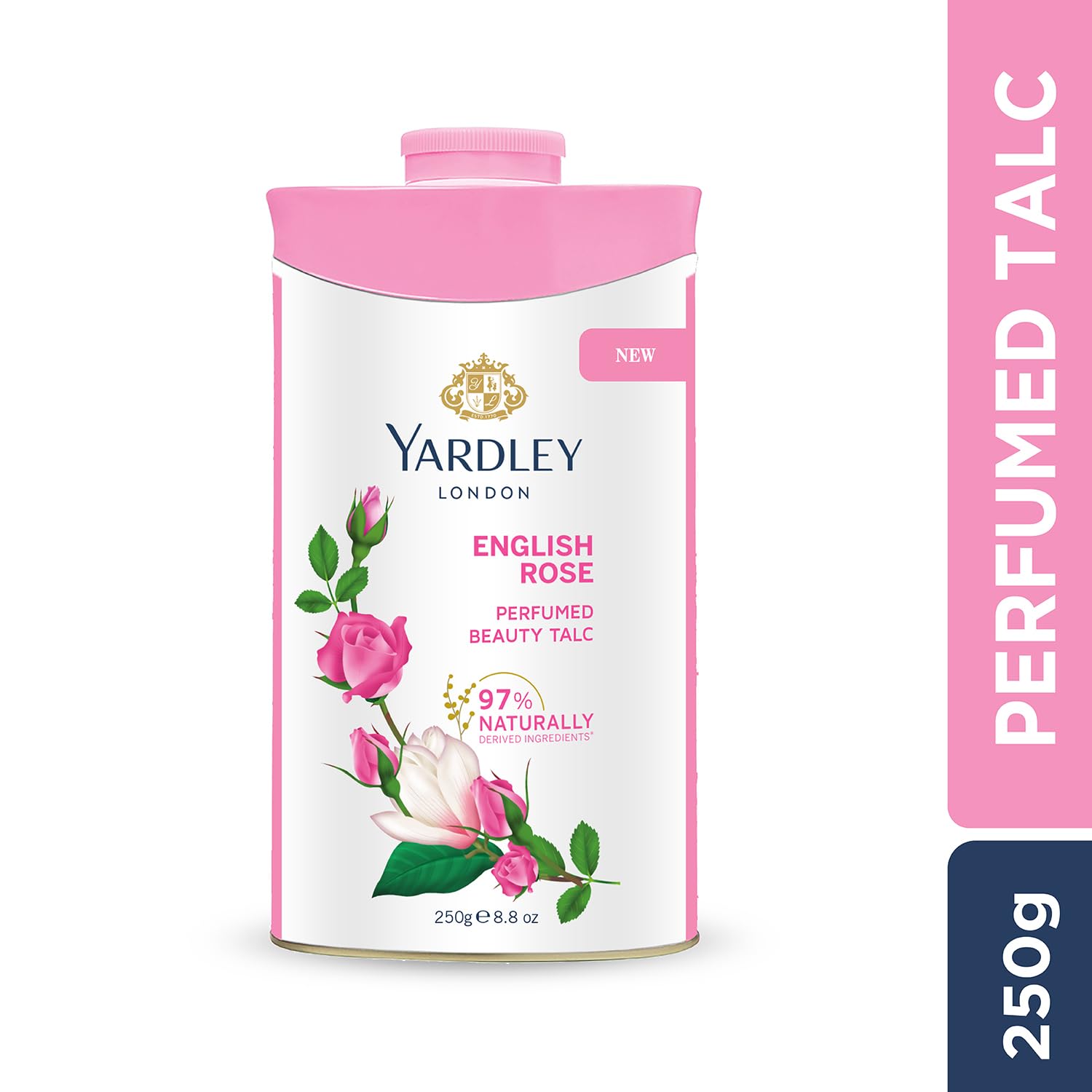 Yardley London English Rose Perfumed Talc Spray for Women with Super Fine Talc, Calcium Carbonate, Magnisum Carbonate, Fragrance, Dipropylene Glycol, Calcium Silicate, Triclosan, Pack of 1, 250g – view 2