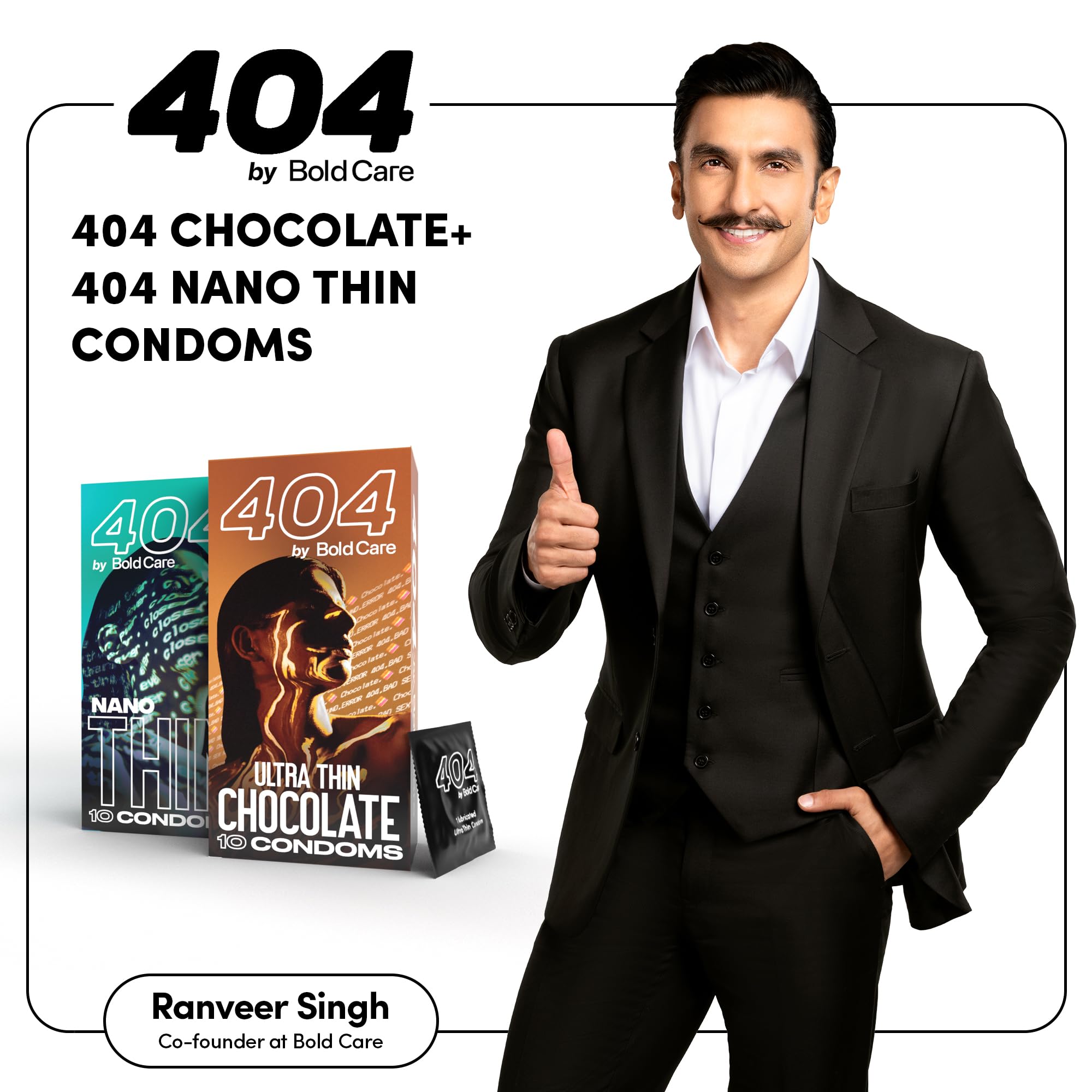 Bold Care 404 Super Nano Thin Condoms For Men - 50 Microns - 10 Units - Intense Fit - Barely There Feel + Bold Care 404 Super Ultra Thin Chocolate Flavored Condoms For Men - 60 Microns - 10 Units – view 2