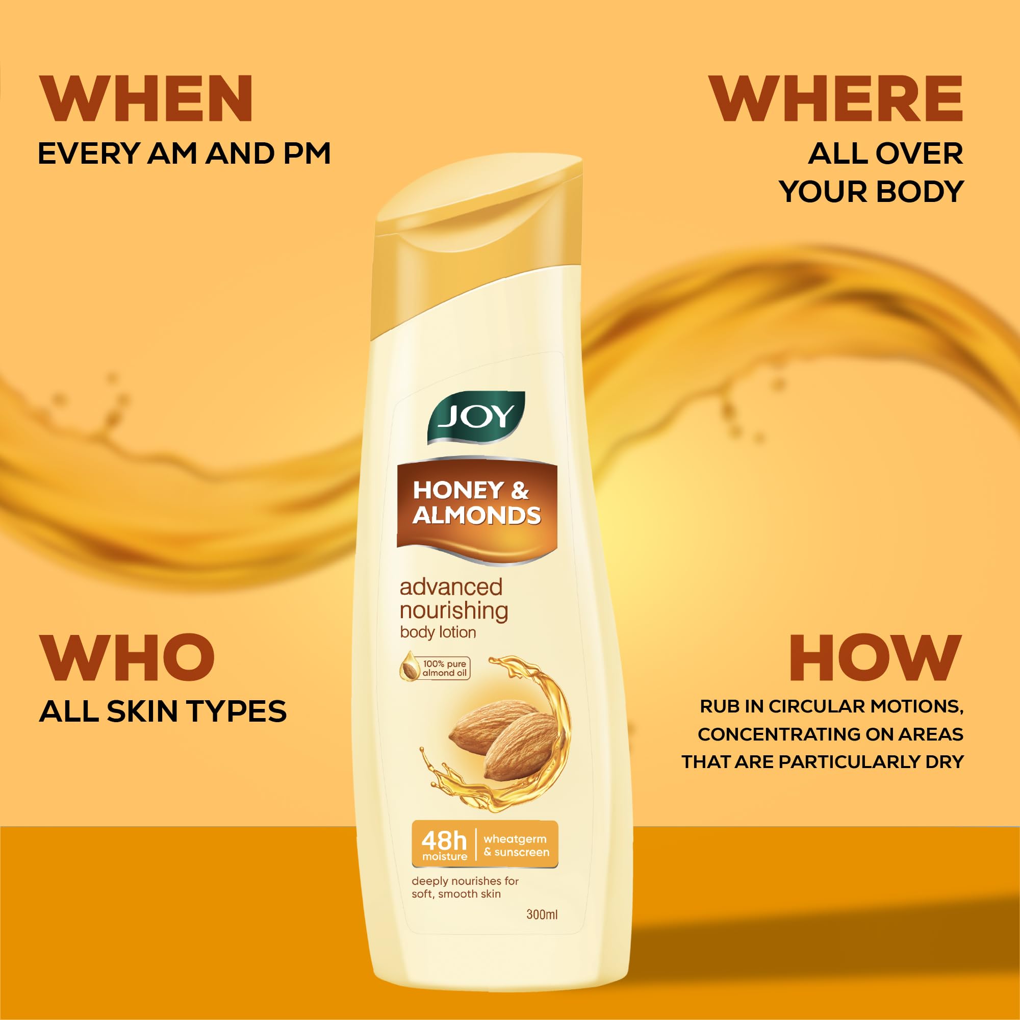 Joy Honey & Almonds Advanced Nourishing Lightweight Summer Body Lotion 300ml With Shea Butter For Summers – view 7