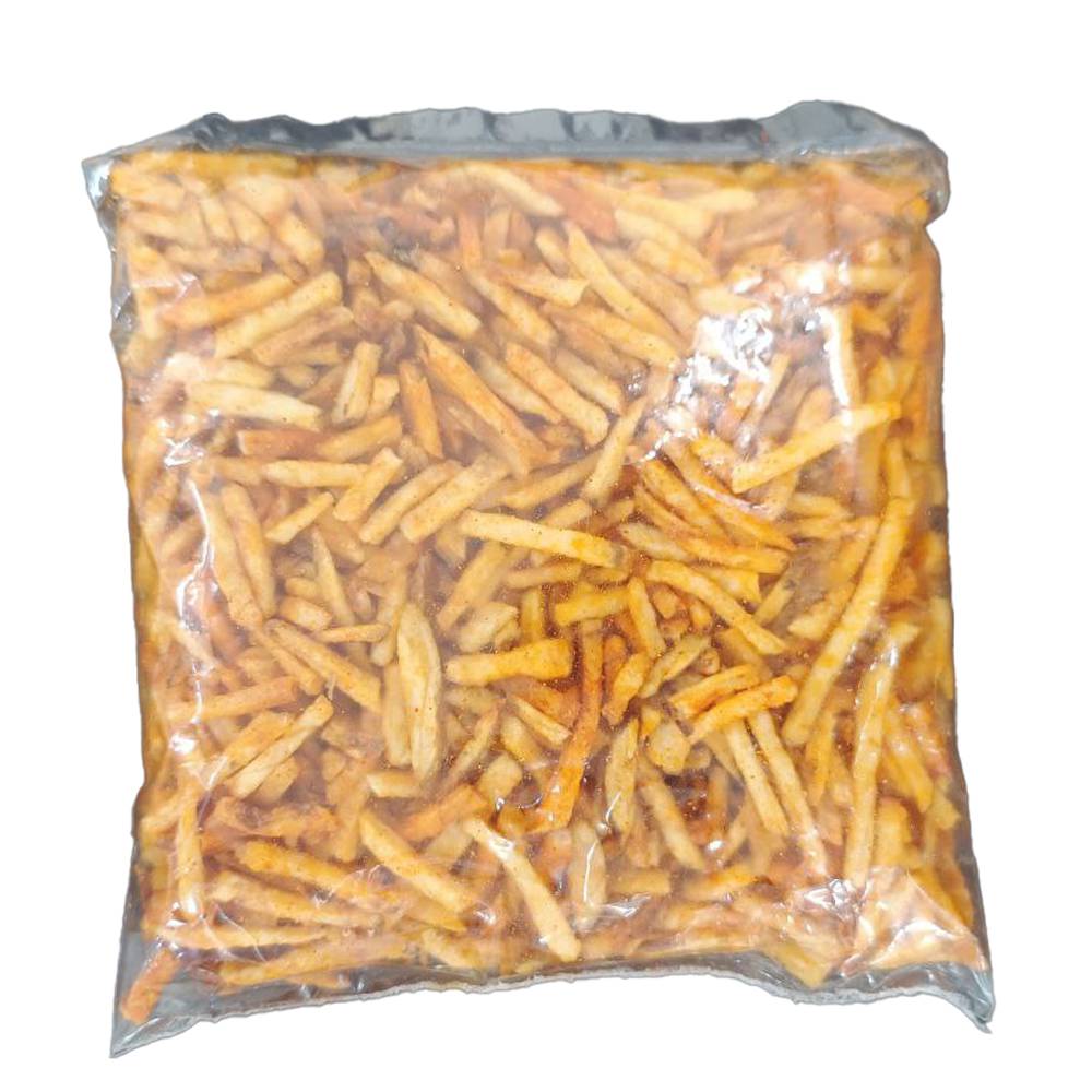 Navaratri Fasting Special Aloo Laccha made from Potato strips fried in oil and sprinkled with fasting sendha namak( salt ) & Chilli pepper , Crunchy and tasty fasting snack (180 gm ) – view 2