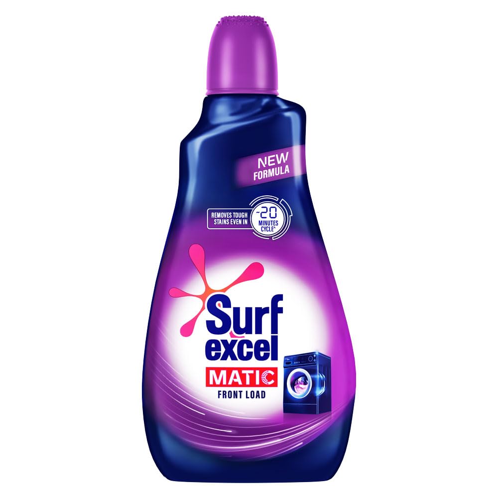 Surf Excel Matic 1L liquid detergent bottle for front load laundry