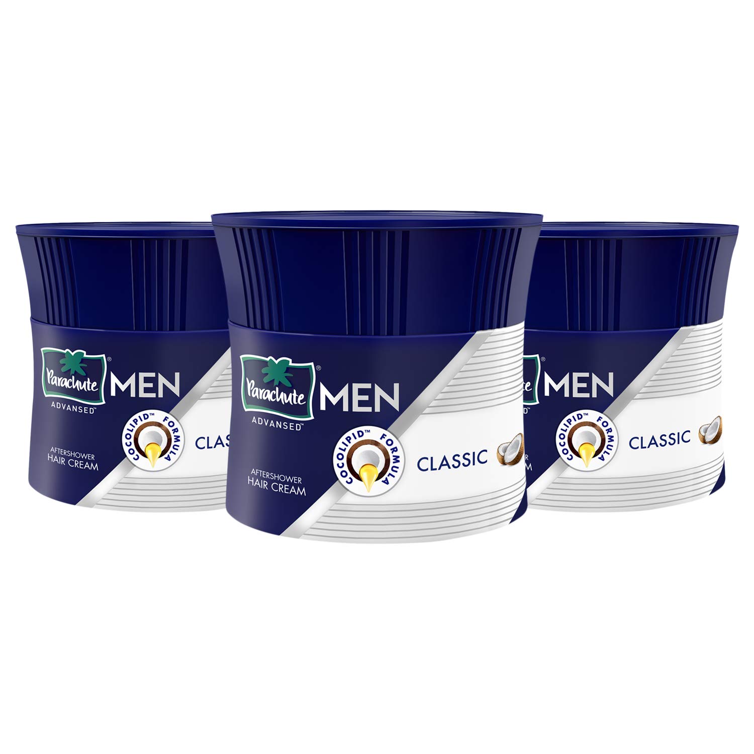 Three tubs of Parachute Advansed hair cream for men