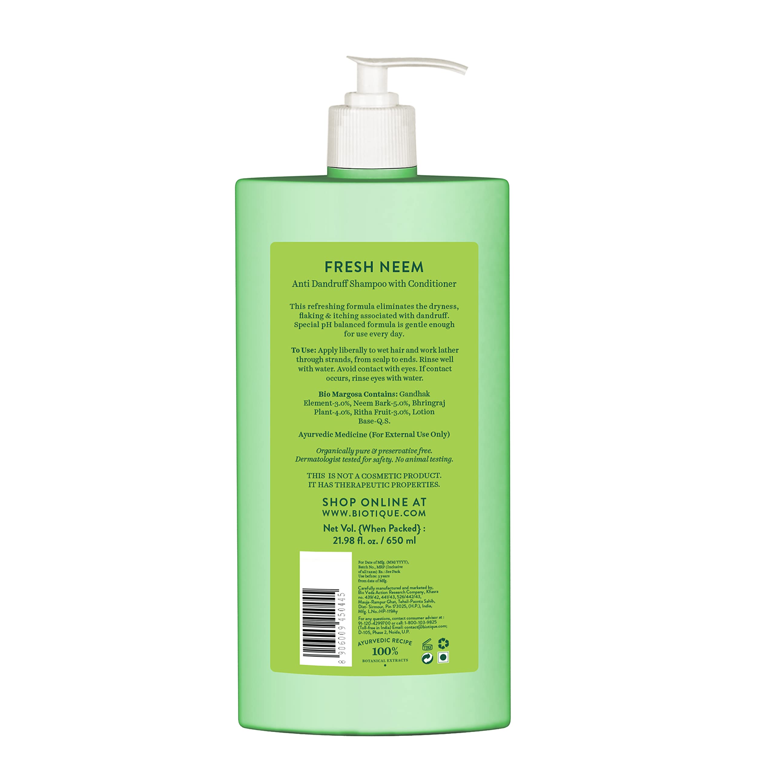 Biotique Fresh Neem Anti Dandruff Shampoo and Conditioner – view 2