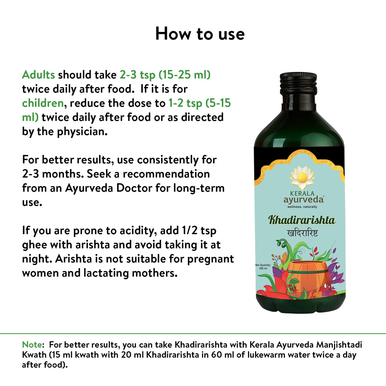 Kerala Ayurveda Khadirarishta 450ml – view 3