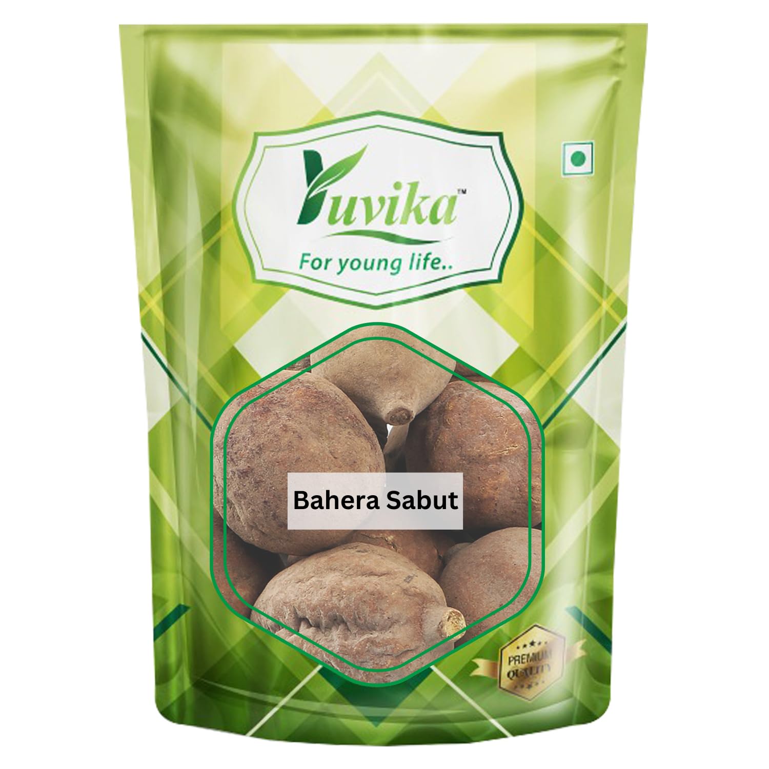 Front view of Yuvika Bahera Whole 100 gram bag