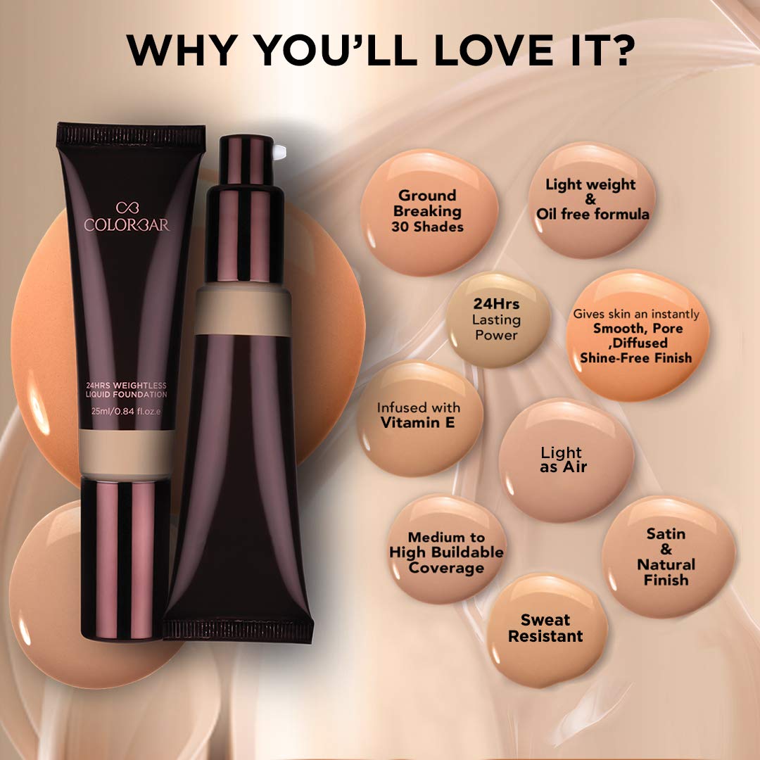 Colorbar 24Hrs Weightless Satin Finish Full Coverage Liquid Foundation (Fc 4.1, 25 Ml), All – view 4