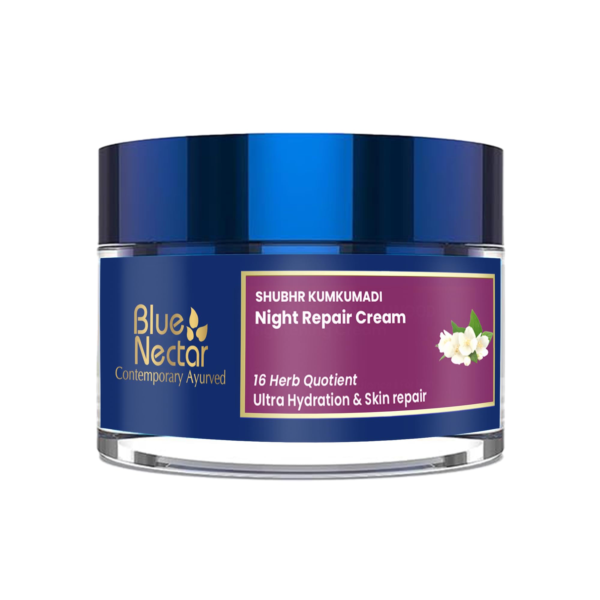 Blue Nectar Kumkumadi Night Cream for Women for Glowing Skin | Kumkumadi Face Cream for Night Repair, Ultra Hydration & Skin Brightening for Oily & Dry Skin (16 Herbs, 50g)